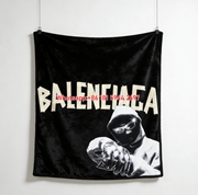 Balenciaga Masked Figure Tape Font Flannel Sofa Throw Blanket BA154